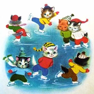 1950s Kittens Play KID’s Book Art Quilt Boat Skate